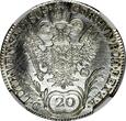 20 Kreuzer Austria Franz II Silver 1805 B  Kremnica NGC UNC DETAILS KM# 2140 (02) NGC unz DETAILS KM