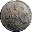 1 SKILLING SWEDEN 1805  OVERSTRUCK ON 2 ORE S.M. 1767 / FULL DATE KM#566(2375A) Uncertified