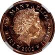 Unknown 2 Pence Isle Of Man Elizabeth II 2002  GEM BU NGC MS64 RD KM# 1037 (031)