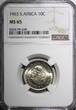 10 Cents South Africa Silver 1963  Jan van Riebeeck NGC MS65 GEM BU KM# 60 (040)