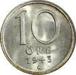 10 Öre Sweden Gustaf V (1907-1950) Silver 1943 G  BU KM# 813 (22 069) Uncertified
