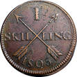 1 SKILLING SWEDEN COPPER 1805  OVERSTRUCK ON 2 ORE S.M. 1743-1768 KM#566 (2376) Uncertified