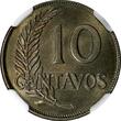 10 Centavos PERU Copper-Nickel 1937  NGC MS64 TOP GRADED BY NGC KM# 214.2 (69)