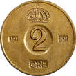 Bronze Sweden Gustaf VI  1959 TS 2 Ore GEM BU Toned KM# 821 (21 953) Uncertified