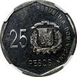 25 Pesos DOMINICAN REPUBLIC 2015  NGC MS63 Gregorio Luperón GEM BU KM# 107 (038)