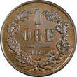 Bronze Sweden Carl XV Adolf  1872 L.A. 1 Ore UNC Condition KM# 705 (22 000) unz