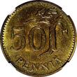 50 Pennia FINLAND Aluminum-Bronze 1963-S  NGC MS64 1st Year Type KM# 48 (169)
