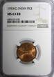 1 Pice India-Republic Bronze 1953 (C)  Ashoka Lion NGC MS63 RB KM# 1.4 (038)
