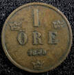 Bronze SWEDEN Oscar II  1875 1 Öre KM# 734 (23 159) Uncertified