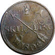 1 SKILLING SWEDEN 1802  OVERSTRUCK ON 2 ORE S.M. 1744 / FULL DATE KM#566 (2356) Uncertified