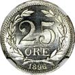Sweden Oscar II Silver 1896 EB 25 Ore NGC MS64 NICE GEM KM# 739 (028)