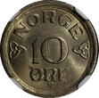 Norway Haakon VII 1957 10 Ore NGC MS64 LAST DATE TYPE TOP GRADED KM# 396 (011)