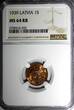 1 Santims LATVIA Bronze 1939  NGC MS64 RB Nice Red Toning BU KM# 10 (203)