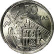 50 Pesetas SPAIN Francisco Franco 1957 (59)  NGC MS65 GEM BU KM# 788 (046)