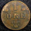 1 Öre Sweden Oscar II Bronze 1902  Large letters KM# 750 (23 155) Uncertified
