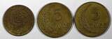 5 Centavos PERU BRASS LOT OF 3 COINS 1943-1965  KM# 213.2a1 ; KM# 223 (24 862) Uncertified