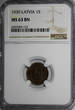 1 Santims Latvia Bronze 1939  NGC MS63 BN Nice Coin KM# 10 (122)