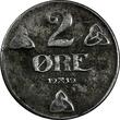Norway Haakon VII Iron 1919 2 Ore WWI Issue XF Condition KM# 371a (17 765) Uncertified