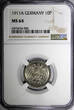 10 Pfennig Germany - Empire Wilhelm II Copper-Nickel 1911 A  NGC MS64 KM# 12 (6)