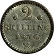 2 Skilling NORWAY Carl XV Silver 1870  with rosettes aUNC KM# 336.1 (14 065)