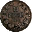 10 Pennia Finland Nicholas II Copper 1910  Mintage-241,000 KM# 14 (14 870) Uncertified