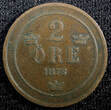 Sweden Oscar II Copper 1876 2 Ore KM# 735  (23 134) Uncertified