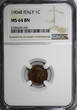 1 Centesimo Italy Vittorio Emanuele III Bronze 1904 R  NGC MS64 BN KM# 35 (241)