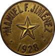 TOKEN COSTA RICA COFFEE  MANUEL JIMENEZ - HACIENDA CURRIDABAT 1928 STAR aUnc(621)