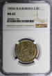 Malaysia 1/2 Cent British North Borneo 1903 2- NGC MS62 LIGHT TONED Heaton RARE KM# 4 (59)