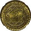 5 Francs Morocco Mohammed V AH1365 (1946)  NGC MS66 GEM BU Y# 43 (042)