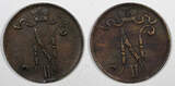 5 Pennia 1899,1901 Finland Russia Nicholas II Copper LOT OF 2 COINS 1899, 1901  KM# 15 (8) Uncertified