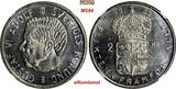 2 Kronor SWEDEN Gustaf VI Silver 1959 TS  NGC MS64 KM# 827 (015)
