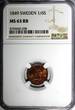 1/6 Skilling SWEDEN Oscar I Copper 1849  Mintage-536,544 NGC MS63 RB KM# 656 (8)