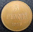 5 Pennia Finland Russian Nicolas II (1895-1917) Copper 1916  UNC KM# 15 (23 038) unz
