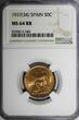 50 Centimos SPAIN II Republic Copper 1937 (34)  NGC MS64 RB KM# 754.1 (040)
