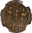 NUMMUS 402 AD EASTERN ROMAN Theodosius II AD 402-450 AE4  / Three Emperors NGC (031)