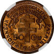 50 Centimes Madagascar French Colony 1943-SA  NGC MS64 RB Rooster KM# 1 (038)
