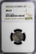 2 Kurush Turkey Mehmed V Silver AH1327 3 (1911)  NGC MS62 Toned KM# 749 (055)