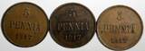 FINLAND Nicholas II Copper LOT OF 2 COINS 1915 5 Penniä KM# 15 (14 240) Uncertified