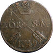 Sweden Frederick I 1749 2 Ore, S.M.Low Mintage-313,000 Better Details KM# 437(7) Uncertified