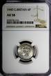 United Kingdom 6 Pence GREAT BRITAIN George VI Silver 1940  NGC AU58 KM# 852 (216)