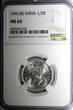 1/2 Rupee India-British George VI Silver 1941 (B)  Bombay NGC MS62 KM# 551 (032)