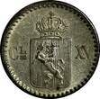 2 Skilling NORWAY Carl XV Silver 1870  with rosettes aUNC KM# 336.1 (14 065)