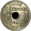 25 Centimes Tunisia Muhammad V AH1338 1920 A  Paris Mint UNC KM# 244 (21 475) unz