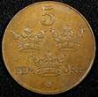 5 Öre SWEDEN Gustaf V Bronze 1935  aUNC KM# 777.2 (24 097)