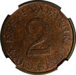 2 Senti ESTONIA Bronze 1934  NGC MS63 RB 1 YEAR TYPE NICE TONED KM# 15 (037)