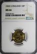 Finland Aluminium-Bronze 1965 S 10 Penniä NGC MS66 TOP GRADED KM# 46 (057)