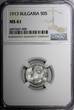 50 Stotinki Bulgaria Ferdinand I Silver 1913  NGC MS61 KM# 30 (009)