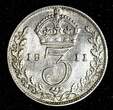 United Kingdom 3 Pence 1838 Great Britain George V Silver 1911  1st Year for Type UNC KM# 813 (126) unz