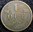 Bronze SWEDEN Oscar II (1872-1907)  1876 1 ORE SCARCE KM# 734 (23 157) Uncertified